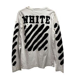 Off-White 2013 Men's Size‎ Medium Diagonal Spray Paint White Long Sleeve T-Shirt
